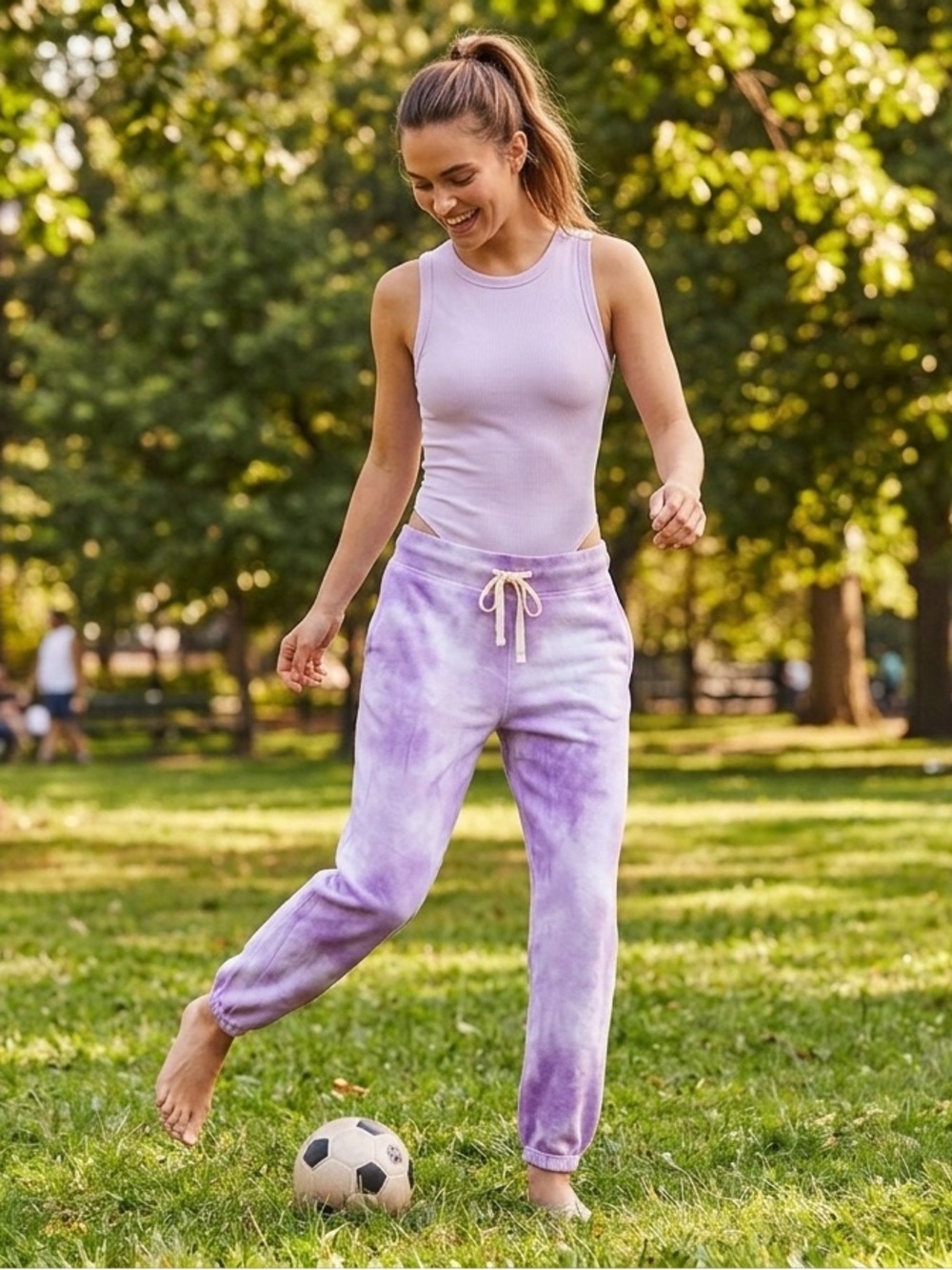 SUNDRY Purple Tie-Dye Lounge Pants